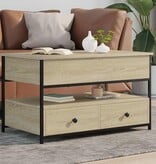 VidaXL Salontafel 85x50x50 cm bewerkt hout en metaal sonoma eikenkleur