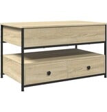 VidaXL Salontafel 85x50x50 cm bewerkt hout en metaal sonoma eikenkleur