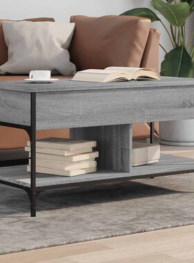 VidaXL Salontafel 100x50x50 cm bewerkt hout en metaal grijs sonoma