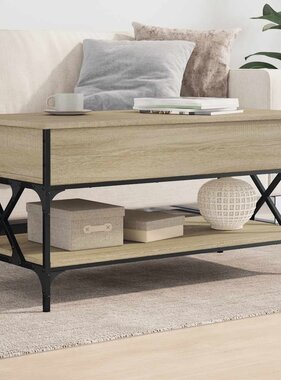 VidaXL Salontafel 100x50x50 cm bewerkt hout en metaal sonoma eiken