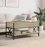 VidaXL Salontafel 100x50x50 cm bewerkt hout en metaal sonoma eiken