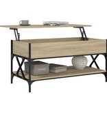 VidaXL Salontafel 100x50x50 cm bewerkt hout en metaal sonoma eiken