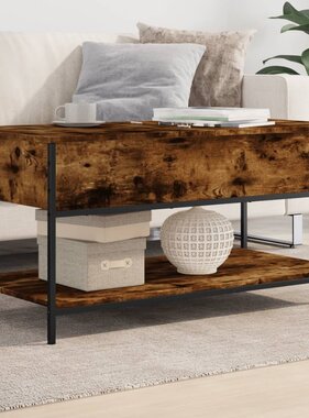 VidaXL Salontafel 100x50x50 cm bewerkt hout en metaal gerookt eiken