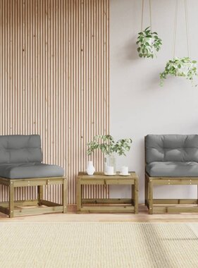 VidaXL Tuinbanken met kussens 2 st geïmpregneerd grenenhout