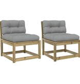 VidaXL Tuinbanken met kussens 2 st geïmpregneerd grenenhout