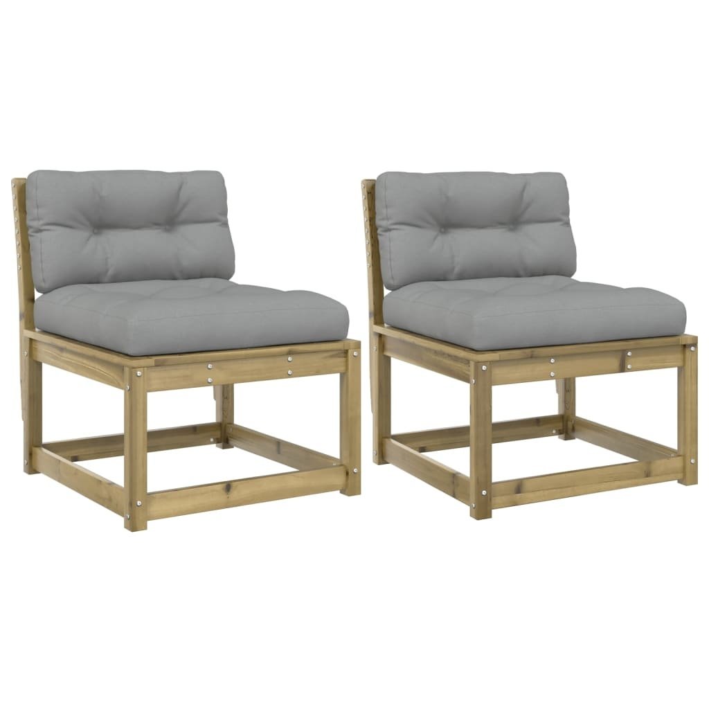 VidaXL Tuinbanken met kussens 2 st geïmpregneerd grenenhout