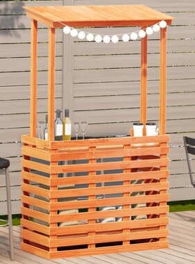 VidaXL Tuinbartafel met dak bruin 112,5x57x195,5 cm massief hout