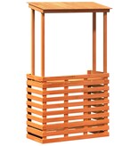 VidaXL Tuinbartafel met dak bruin 112,5x57x195,5 cm massief hout