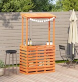 VidaXL Tuinbartafel met dak bruin 112,5x57x195,5 cm massief hout
