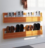 VidaXL Schoenenrekken 2 st 110x8,5x23,5 cm massief grenenhout wasbruin