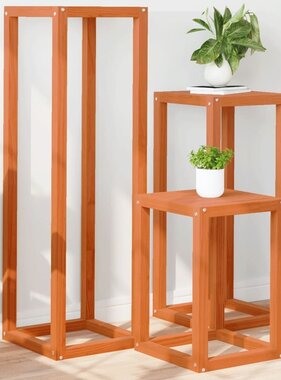 VidaXL Plantenstandaards 3 st massief grenenhout wasbruin