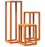 VidaXL Plantenstandaards 3 st massief grenenhout wasbruin
