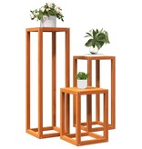 VidaXL Plantenstandaards 3 st massief grenenhout wasbruin