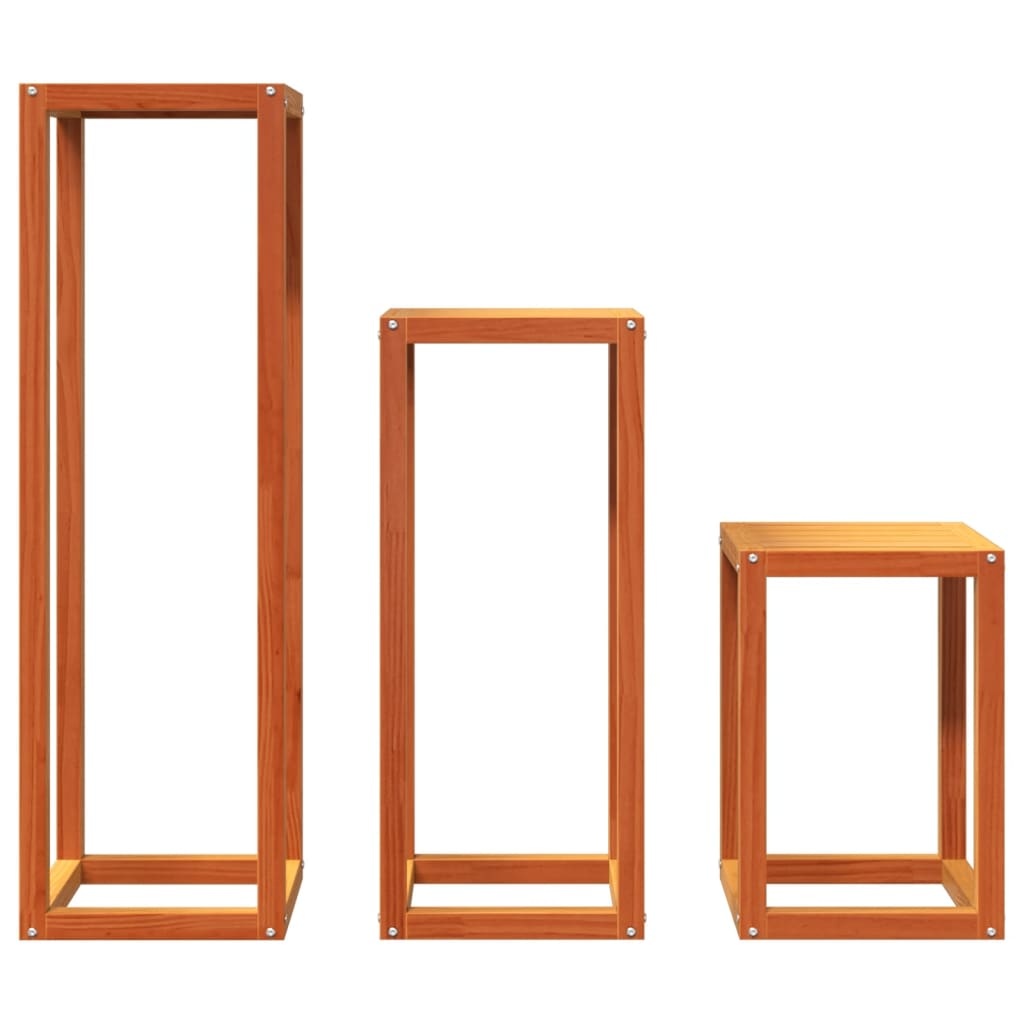 VidaXL Plantenstandaards 3 st massief grenenhout wasbruin