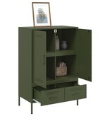 VidaXL Hoge kast 68x39x101,5 cm staal olijfgroen