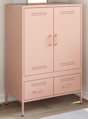 VidaXL Hoge kast 68x39x101,5 cm staal roze