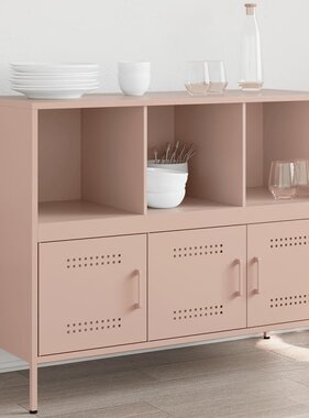 VidaXL Dressoir 100,5x39x79 cm staal roze