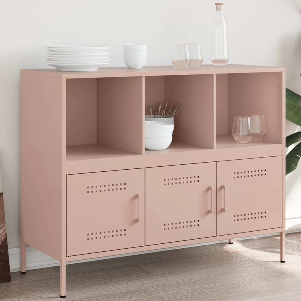 VidaXL Dressoir 100,5x39x79 cm staal roze