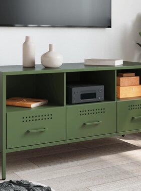 VidaXL Tv-meubel 100,5x39x50,5 cm staal olijfgroen