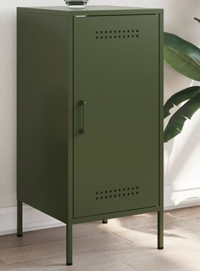 VidaXL Dressoir 36x39x79 cm staal olijfgroen