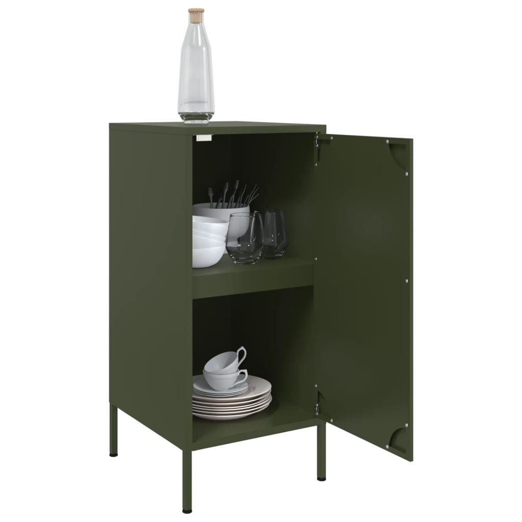 VidaXL Dressoir 36x39x79 cm staal olijfgroen
