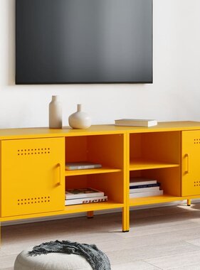 VidaXL Tv-meubelen 2 st 68x39x50,5 cm staal mosterdgeel