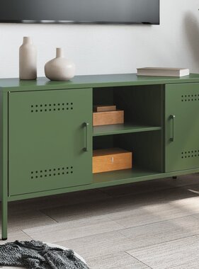 VidaXL Tv-meubel 100,5x39x50,5 cm staal olijfgroen