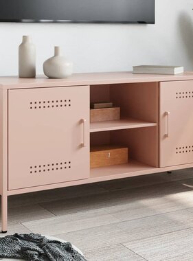VidaXL Tv-meubel 100,5x39x50,5 cm staal roze