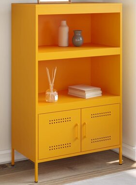 VidaXL Hoge kast 68x39x113 cm staal mosterdgeel