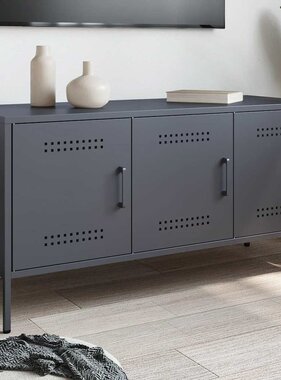 VidaXL Tv-meubel 100,5x39x50,5 cm staal antracietkleurig