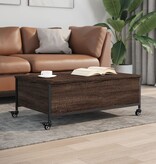 VidaXL Salontafel met wielen 91x55x34 cm bewerkt hout bruin eikenkleur