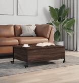 VidaXL Salontafel met wielen 91x55x34 cm bewerkt hout bruin eikenkleur