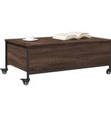 VidaXL Salontafel met wielen 91x55x34 cm bewerkt hout bruin eikenkleur