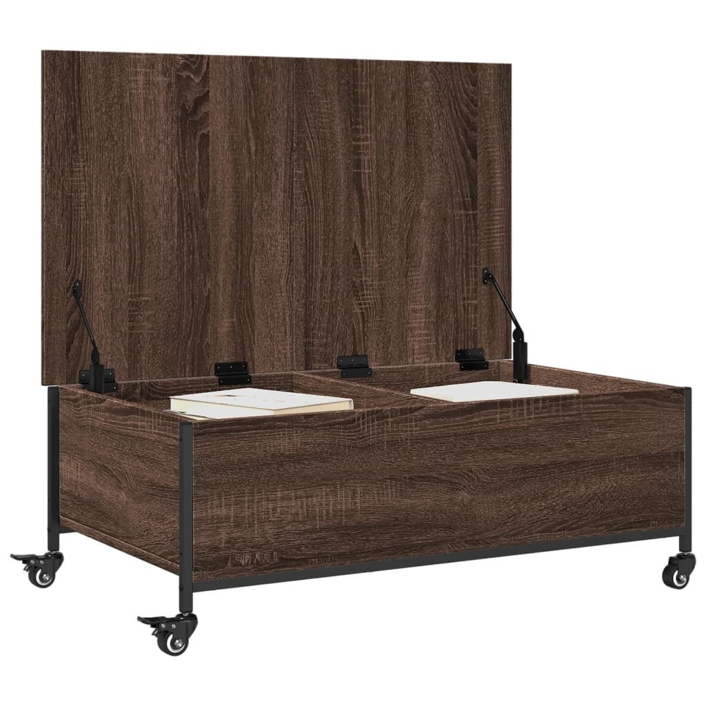 VidaXL Salontafel met wielen 91x55x34 cm bewerkt hout bruin eikenkleur
