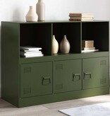 VidaXL Dressoir 99x39x73 cm staal olijfgroen