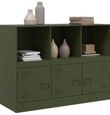 VidaXL Dressoir 99x39x73 cm staal olijfgroen
