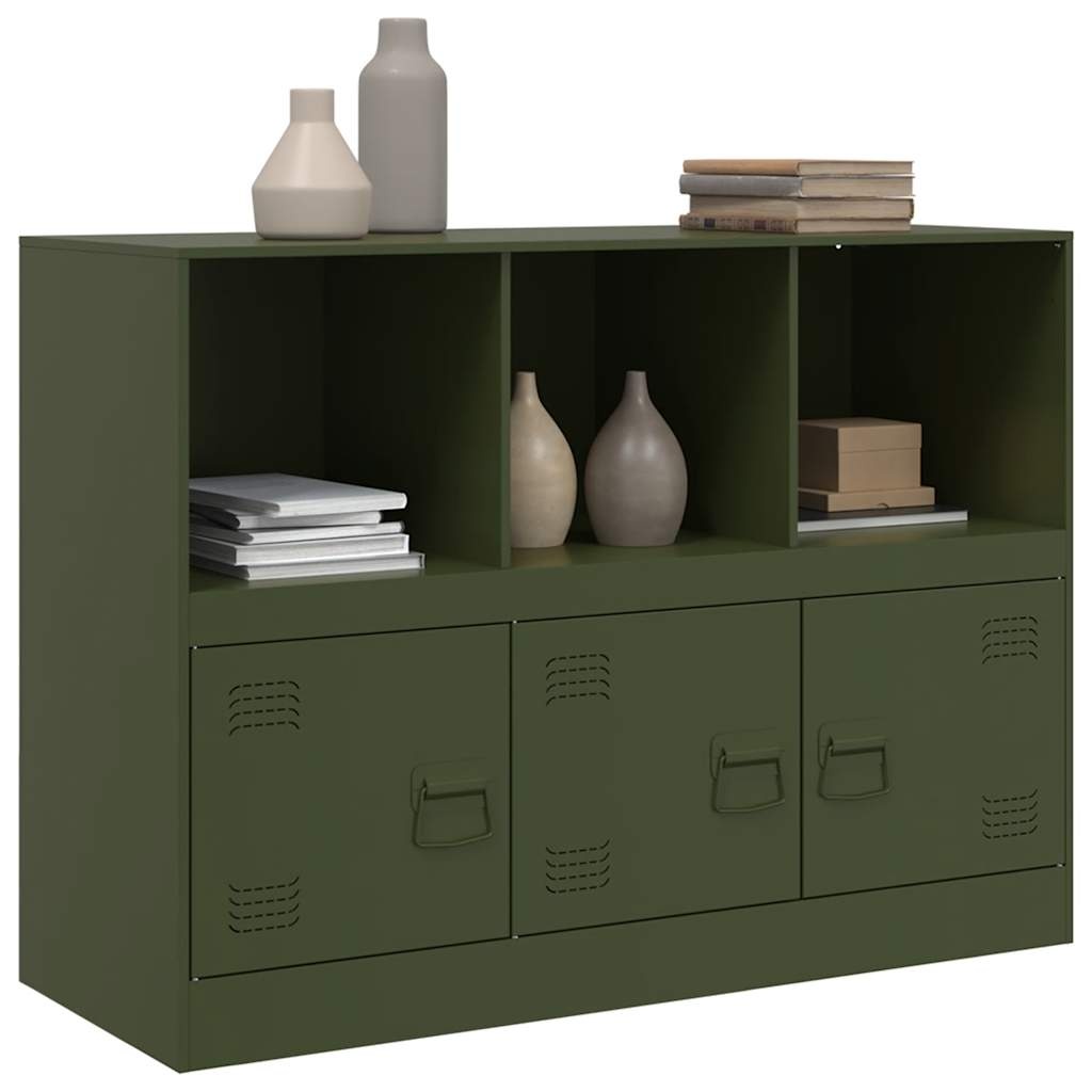 VidaXL Dressoir 99x39x73 cm staal olijfgroen