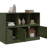 VidaXL Dressoir 99x39x73 cm staal olijfgroen