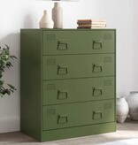 VidaXL Dressoir 67x39x83 cm staal olijfgroen