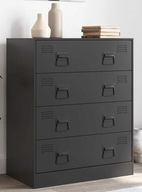 VidaXL Dressoir 67x39x83 cm staal zwart