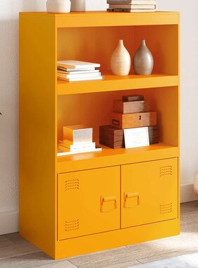 VidaXL Dressoir 67x39x107 cm staal mosterdgeel