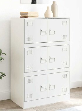 VidaXL Dressoir 67x39x107 cm staal wit