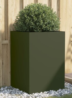 VidaXL Plantenbak 52x48x75 cm staal olijfgroen