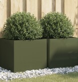 VidaXL Plantenbakken 2 st 42x40x39 cm staal olijfgroen