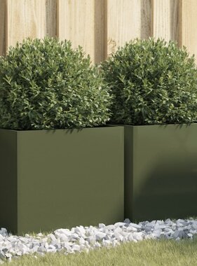 VidaXL Plantenbakken 2 st 42x40x39 cm staal olijfgroen