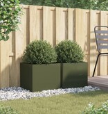VidaXL Plantenbakken 2 st 42x40x39 cm staal olijfgroen