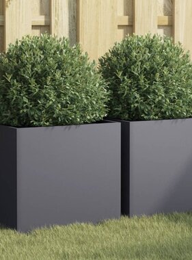 VidaXL Plantenbakken 2 st 42x40x39 cm staal antracietkleurig