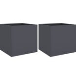 VidaXL Plantenbakken 2 st 42x40x39 cm staal antracietkleurig