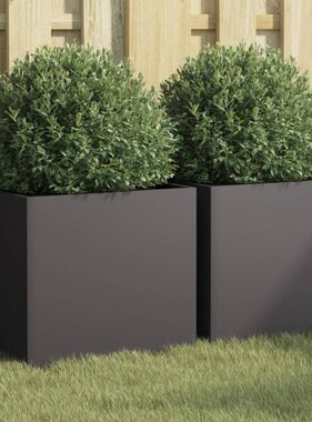 VidaXL Plantenbakken 2 st 42x40x39 cm staal zwart
