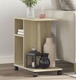 VidaXL Bijzettafel met wieltjes 50x30x55 cm hout sonoma eikenkleurig